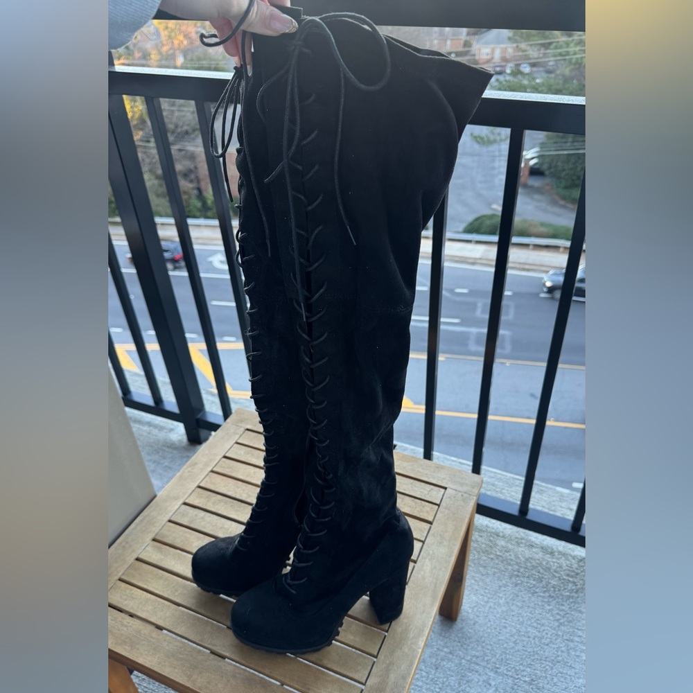 Fashion Nova Black Lace-Up Women's Boots